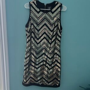 Black and Gold Chevron Sequin Dress